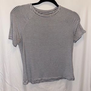 Black and white stripped American eagle top